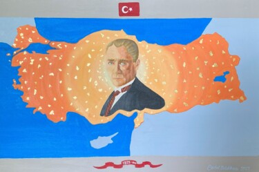 Painting titled "Cumhuriyet Yüz Yaşı…" by Erdal Bölükbaşı, Original Artwork, Oil