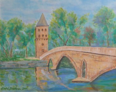 Schilderij getiteld "Fatih Köprüsü ve Ad…" door Erdal Bölükbaşı, Origineel Kunstwerk, Olie