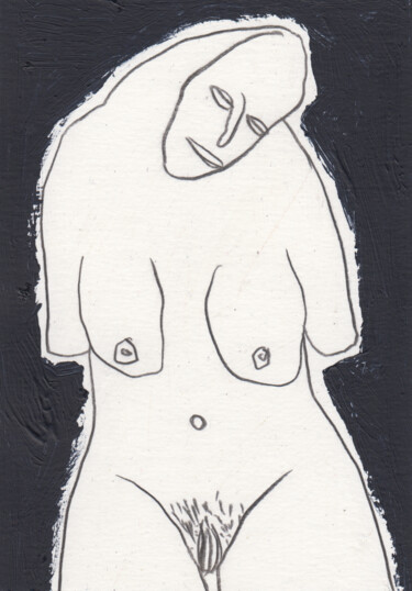 Рисунок под названием "Nu féminin (PEI 307…" - Ergon, Подлинное произведение искусства, Цветные карандаши