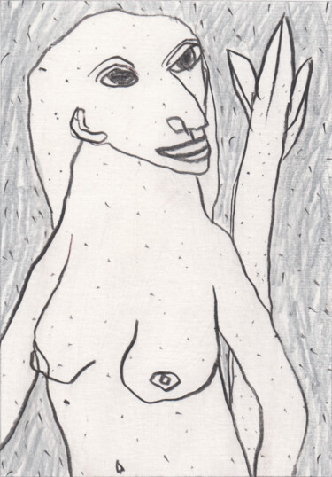 Рисунок под названием "Nu féminin (PEI 321…" - Ergon, Подлинное произведение искусства, Цветные карандаши