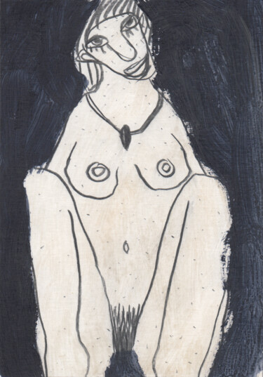 Рисунок под названием "Nu féminin (PEI 322…" - Ergon, Подлинное произведение искусства, Цветные карандаши
