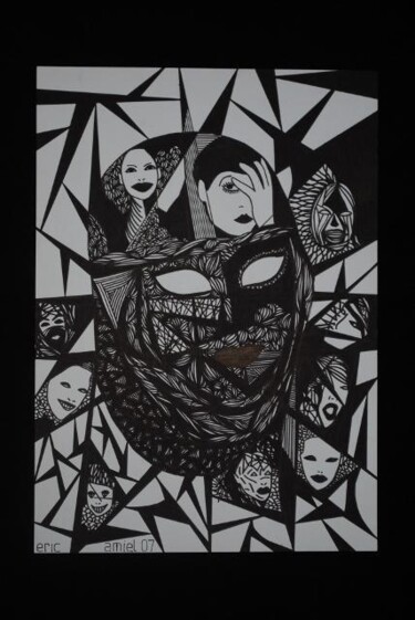 Drawing titled "Masquerade" by Eric Amiel, Original Artwork