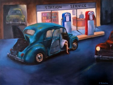 Картина под названием "La station" - Eric Ballestra, Подлинное произведение искусства, Масло