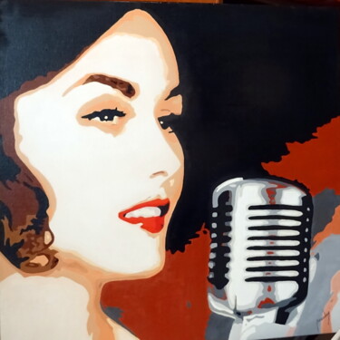 Schilderij getiteld "la chanteuse" door Eric Bourdon, Origineel Kunstwerk, Olie