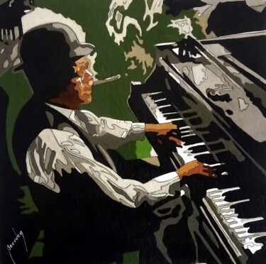 Painting titled "piano bar" by Eric Bourdon, Original Artwork, Acrylic