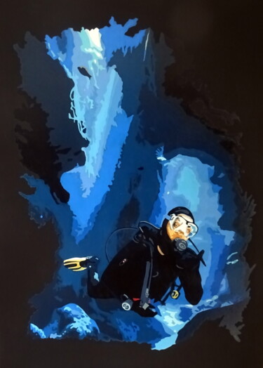 Peinture intitulée "grand bleu 2" par Eric Bourdon, Œuvre d'art originale, Huile