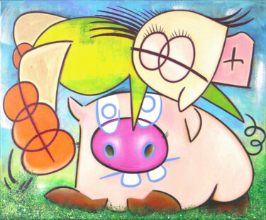 Pintura titulada "Saute-cochon / Leap…" por Eric Bourdon, Obra de arte original, Acrílico Montado en Bastidor de camilla de…