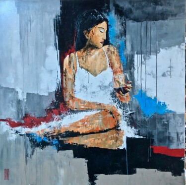 Painting titled "Méditation" by Eric Bourse, Original Artwork, Acrylic