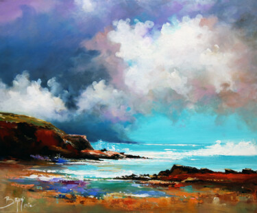 Painting titled "Tempête Céleste sur…" by Eric Bruni, Original Artwork, Acrylic Mounted on Wood Stretcher frame