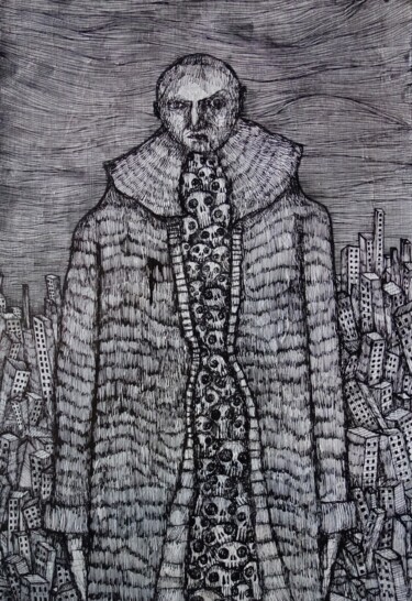 Dessin intitulée "veste pour l'hiver" par Eric Demelis, Œuvre d'art originale, Encre