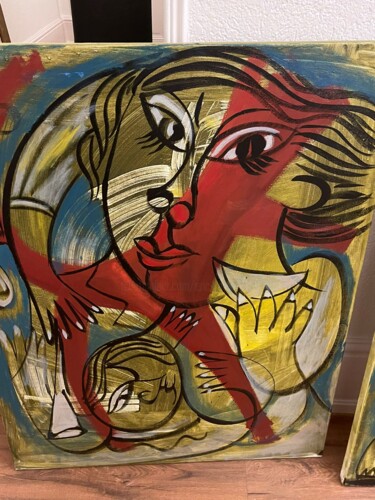 Painting titled "1_Amor Materno" by Eric Force, Original Artwork, Acrylic Mounted on Wood Stretcher frame