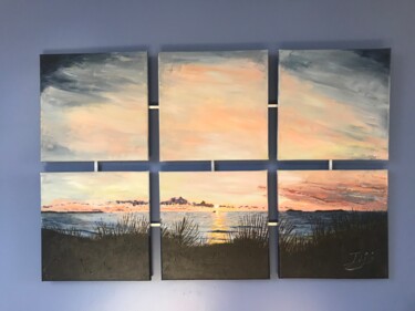 Painting titled "Coucher de Soleil n…" by Eric Garnier, Original Artwork, Acrylic Mounted on Wood Stretcher frame