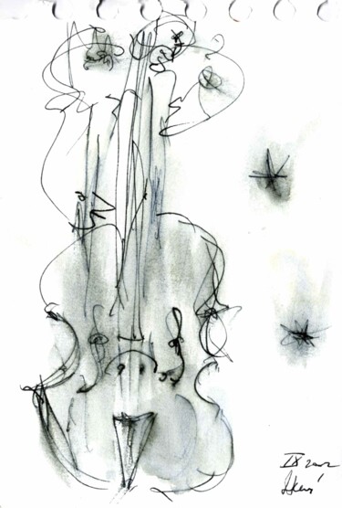 Disegno intitolato "Picasso bass" da Eric Hervé, Opera d'arte originale, Inchiostro
