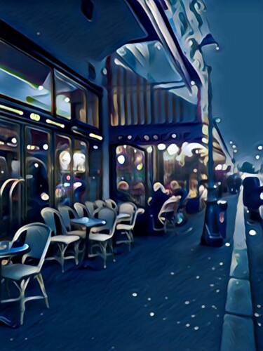 Digitale Kunst getiteld "Nuit au Café, Paris…" door Eric L Vadé, Origineel Kunstwerk, 2D Digital Work