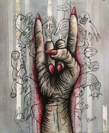 Peinture intitulée "The hand of the dev…" par Eric Leroy (Rico), Œuvre d'art originale, Acrylique Monté sur Châssis en bois