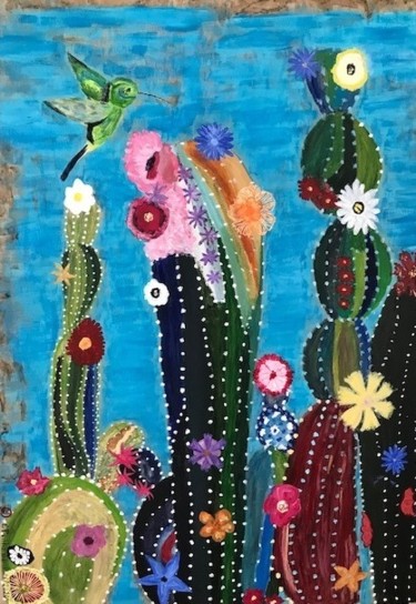 Pittura intitolato "cactus imcimsé" da Eric Pailhassard, Opera d'arte originale, Acrilico