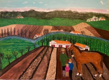 Painting titled "Pays basque, emanor…" by Eric Pailhassard, Original Artwork, Acrylic