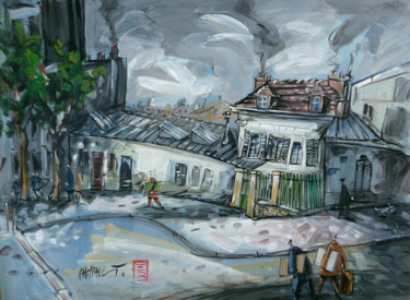 Peinture intitulée "Le Bateau Lavoir" par Eric Raimbault, Œuvre d'art originale, Gouache