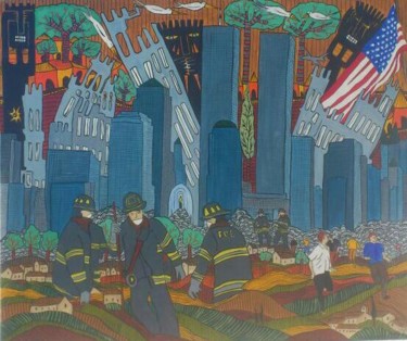 Peinture intitulée "11 septembre 2001" par Eric Richet, Œuvre d'art originale, Acrylique Monté sur Châssis en bois
