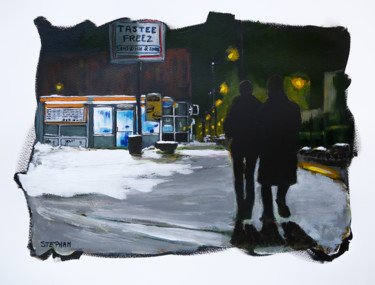 Malerei mit dem Titel "Tastee Freezer" von Eric Stephan, Original-Kunstwerk, Acryl