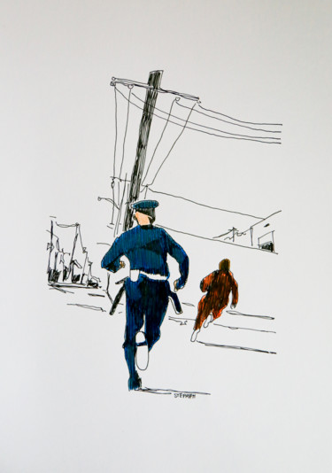 Zeichnungen mit dem Titel "Run" von Eric Stephan, Original-Kunstwerk, Bleistift