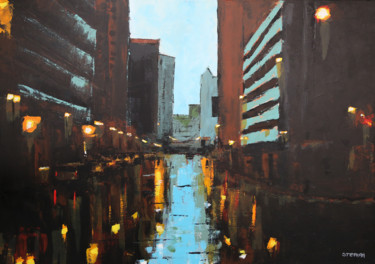 Malerei mit dem Titel "City light" von Eric Stephan, Original-Kunstwerk, Acryl