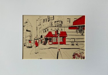 Dibujo titulada "Red corner" por Eric Stephan, Obra de arte original, Tinta