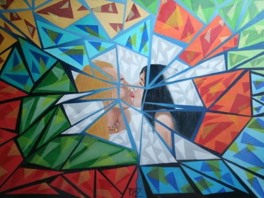 Peinture intitulée "Miroir brisé" par Tépaz, Œuvre d'art originale