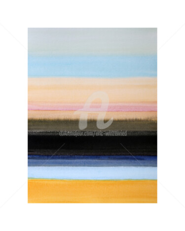 Painting titled "Composition colorée…" by Eric Winzenried, Original Artwork, Watercolor Mounted on Cardboard