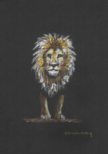 Drawing titled "Le lion" by Eric Audry, Original Artwork, Pastel