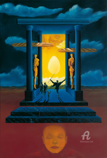 Pittura intitolato "Licht in der Dunkel…" da Erich Kraft, Opera d'arte originale, Olio