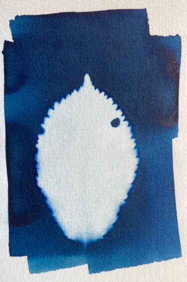 Fotografie mit dem Titel "cyanotype feuille d…" von Erick Philippe (eikioo), Original-Kunstwerk, Nicht bearbeitete Fotografie