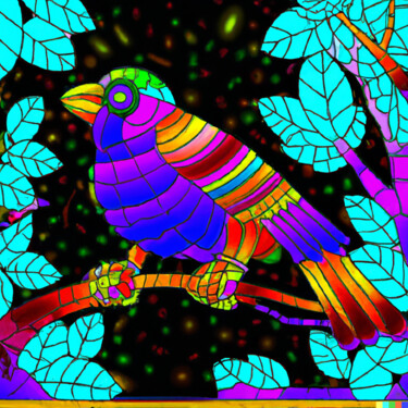 Digitale Kunst mit dem Titel "un oiseau sur sa br…" von Erick Philippe (eikioo), Original-Kunstwerk, KI-generiertes Bild