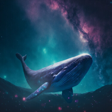 Arts numériques intitulée "la baleine dans le…" par Erick Philippe (eikioo), Œuvre d'art originale, Image générée par l'IA