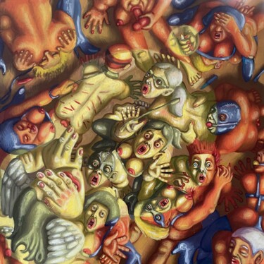 Peinture intitulée "Apparition divine a…" par Erick Seror, Œuvre d'art originale, Huile Monté sur Châssis en bois