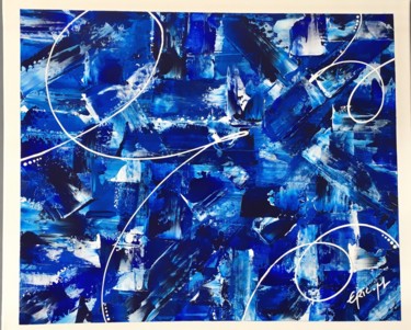 Painting titled "Lagon bleu" by Eric M. Artiste Peintre, Original Artwork, Acrylic