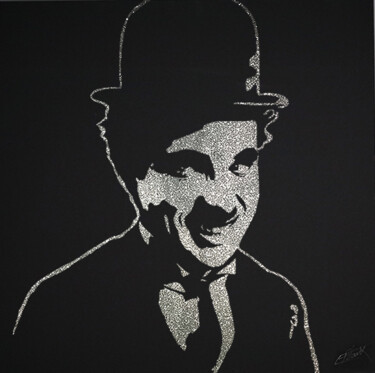 拼贴 标题为“Charlie Chaplin” 由Erik Black, 原创艺术品, 拼贴 安装在木质担架架上