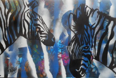 Schilderij getiteld "zebres!" door Erik Hils, Origineel Kunstwerk, Acryl