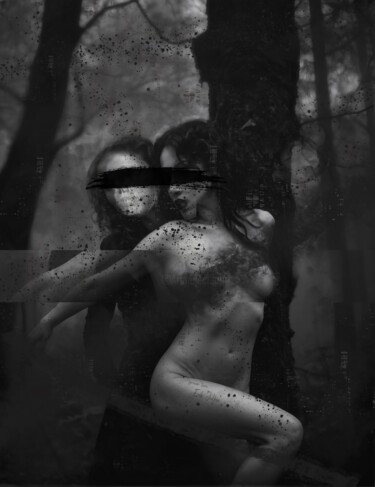 Digital Arts titled "Morena in the Woods" by Erik Julkin, Original Artwork, Digital Collage