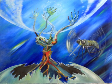 Pintura intitulada "Tree of dreams" por Erik Mamberger, Obras de arte originais, Óleo Montado em Armação em madeira