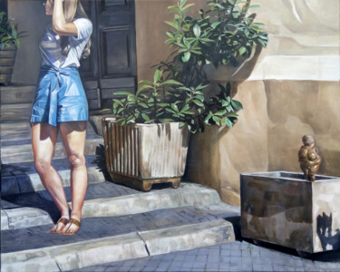 Malerei mit dem Titel "Zwei Frauen" von Erik Schubert, Original-Kunstwerk, Öl