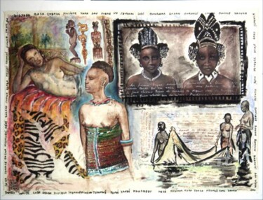 Pintura titulada "couleurs ethniques" por Erika Sellier, Obra de arte original, Acrílico