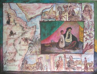 Schilderij getiteld "d'Aden à Zanzibar" door Erika Sellier, Origineel Kunstwerk