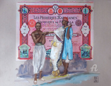 Malerei mit dem Titel "la-peche-au-capitai…" von Erika Sellier, Original-Kunstwerk