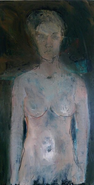 Schilderij getiteld "Portrait of a naked…" door Erkin Alakbarli, Origineel Kunstwerk, Olie