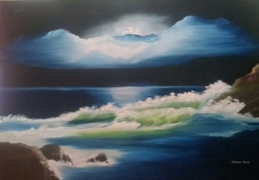 Painting titled "O mar" by Erlene Pinho, Original Artwork, Oil