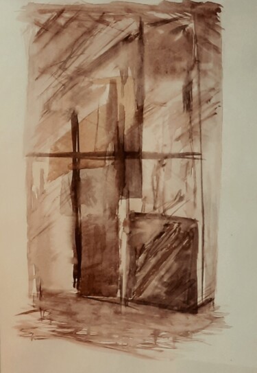Ζωγραφική με τίτλο "Trapped Shapes" από Ernest Johnson, Αυθεντικά έργα τέχνης, Ακουαρέλα Τοποθετήθηκε στο Χαρτόνι