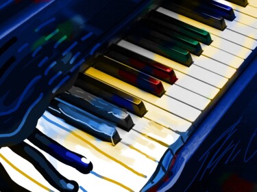 Цифровое искусство под названием "The Blue Piano" - Ernesto Rivera Novoa, Подлинное произведение искусства, Цифровая живопись