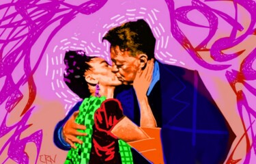 Digitale Kunst mit dem Titel "The Kiss" von Ernesto Rivera Novoa, Original-Kunstwerk, Digitale Malerei