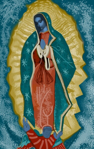 数字艺术 标题为“Virgen de Guadalupe” 由Ernesto Rivera Novoa, 原创艺术品, 数字油画